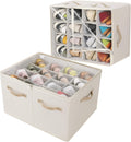 Shoe Organizer for Closet 2 Pack Beige - Fits 32 Pairs, Foldable
