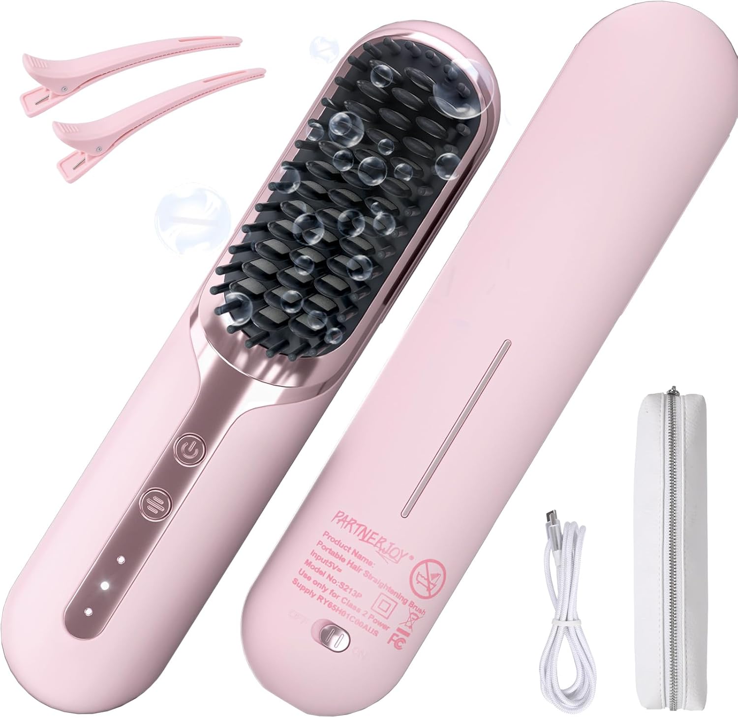 Cordless Hair Straightener Brush for Travel & Home Use