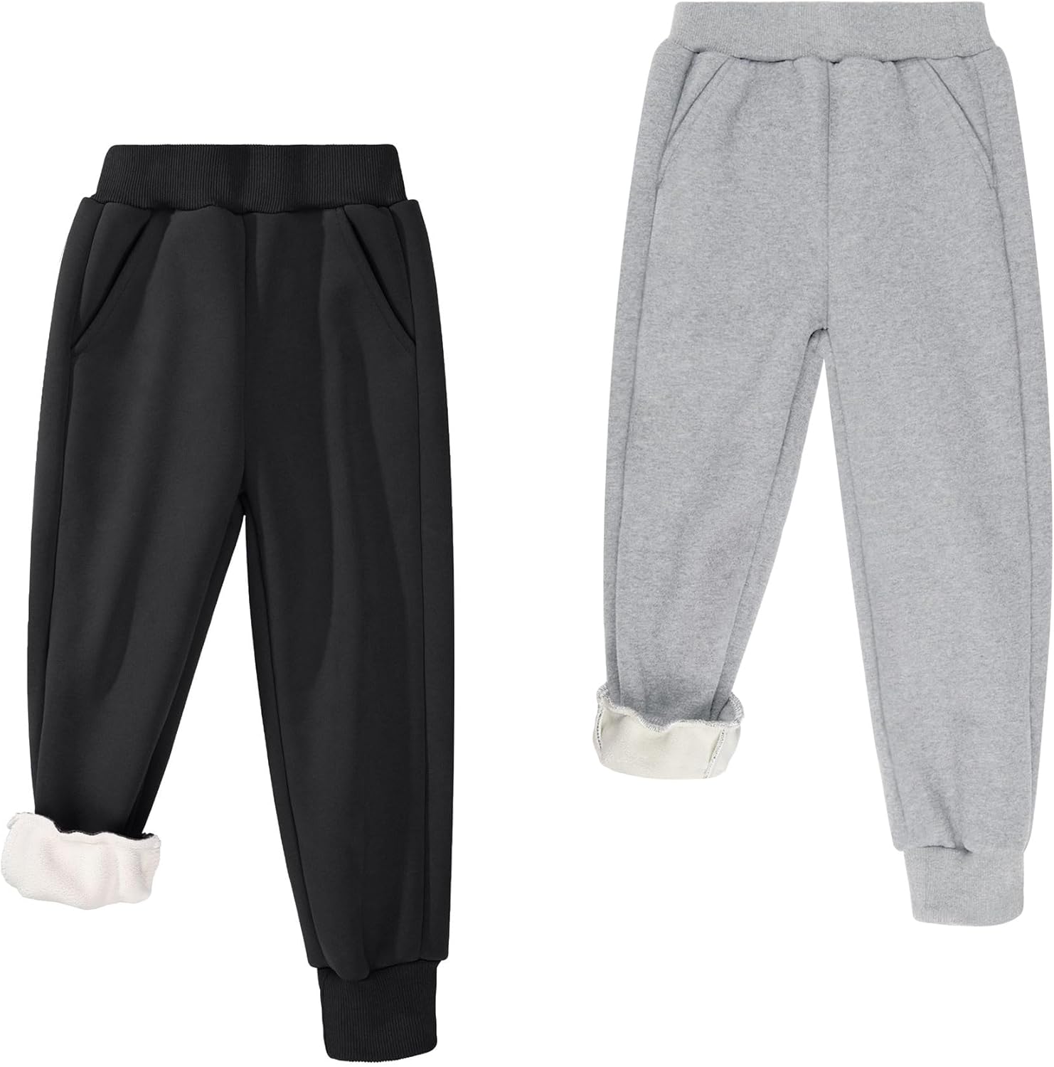 BIG ELEPHANT Boys Girls Fleece Lined Sweatpants for Winter Warmth
