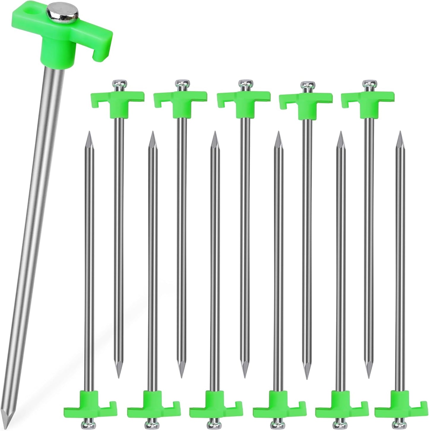 Galvanized Non-Rust Tent Pegs - Heavy Duty 12 Pack