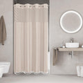 No Hook Stall Shower Curtain with Snap-in Liner for Modern Bathrooms