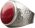 Dark Red Jade Mens Ring 24K Gold Vermeil Sterling Silver - Bold