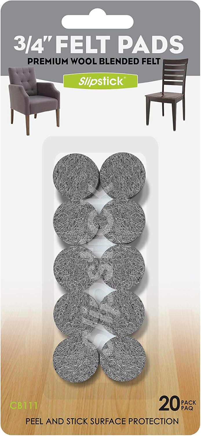 Protect Your Floors: Slipstick 3/4 Round Felt Pads - Set of 20