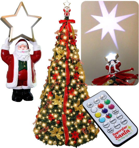 Superstar Santa Pop-Up Christmas Tree with Unique Santa Topper