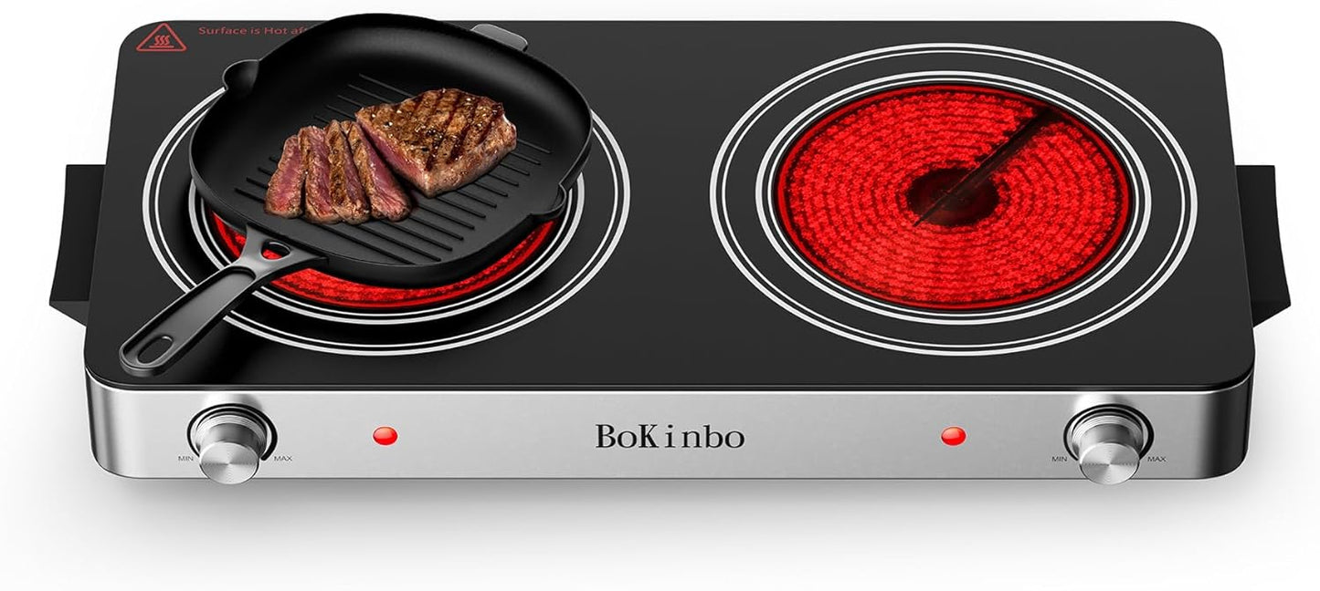 Electric Cooktop with Dual 2200 Watts Infrared Burners for Cooking