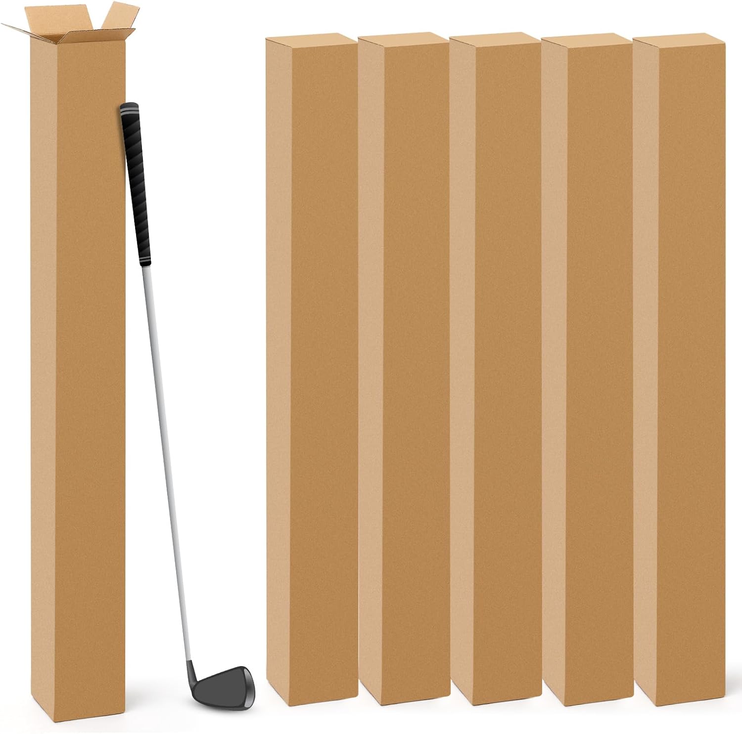 Golf Club Shipping Boxes - 5 Pcs Tall Corrugated Storage Solution