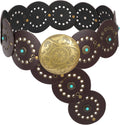 Western PU Leather Belts for Woman - Wide Cowgirl Concho Belt XZQTIVE