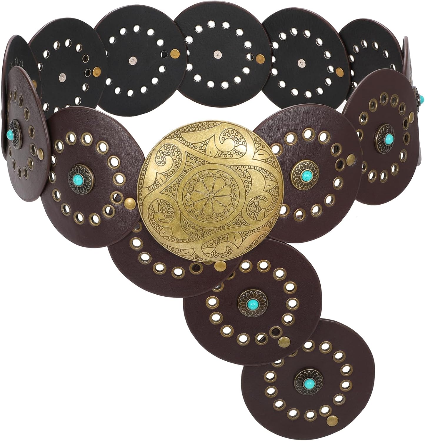 Stylish Western PU Leather Belts for Women with Concho Design