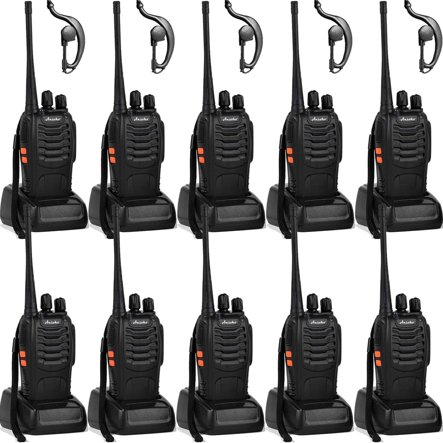 Walkie Talkies 10 Pack Long Range Rechargeable 2 Way Radio
