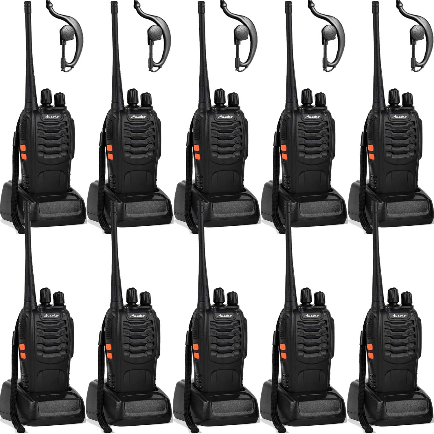 Walkie Talkies 10 Pack Long Range Rechargeable 2 Way Radio