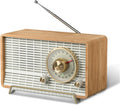 YOWGULF Retro Wood AM FM Radio Bluetooth Speaker - Classic Table Radio