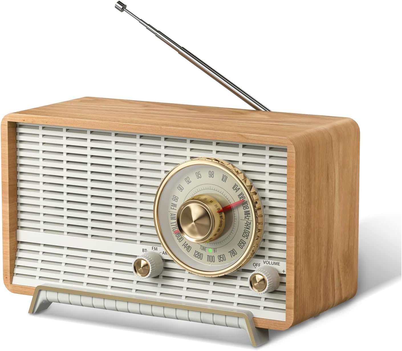 YOWGUIF Retro Wood Table Radio with Bluetooth Speakers for Home