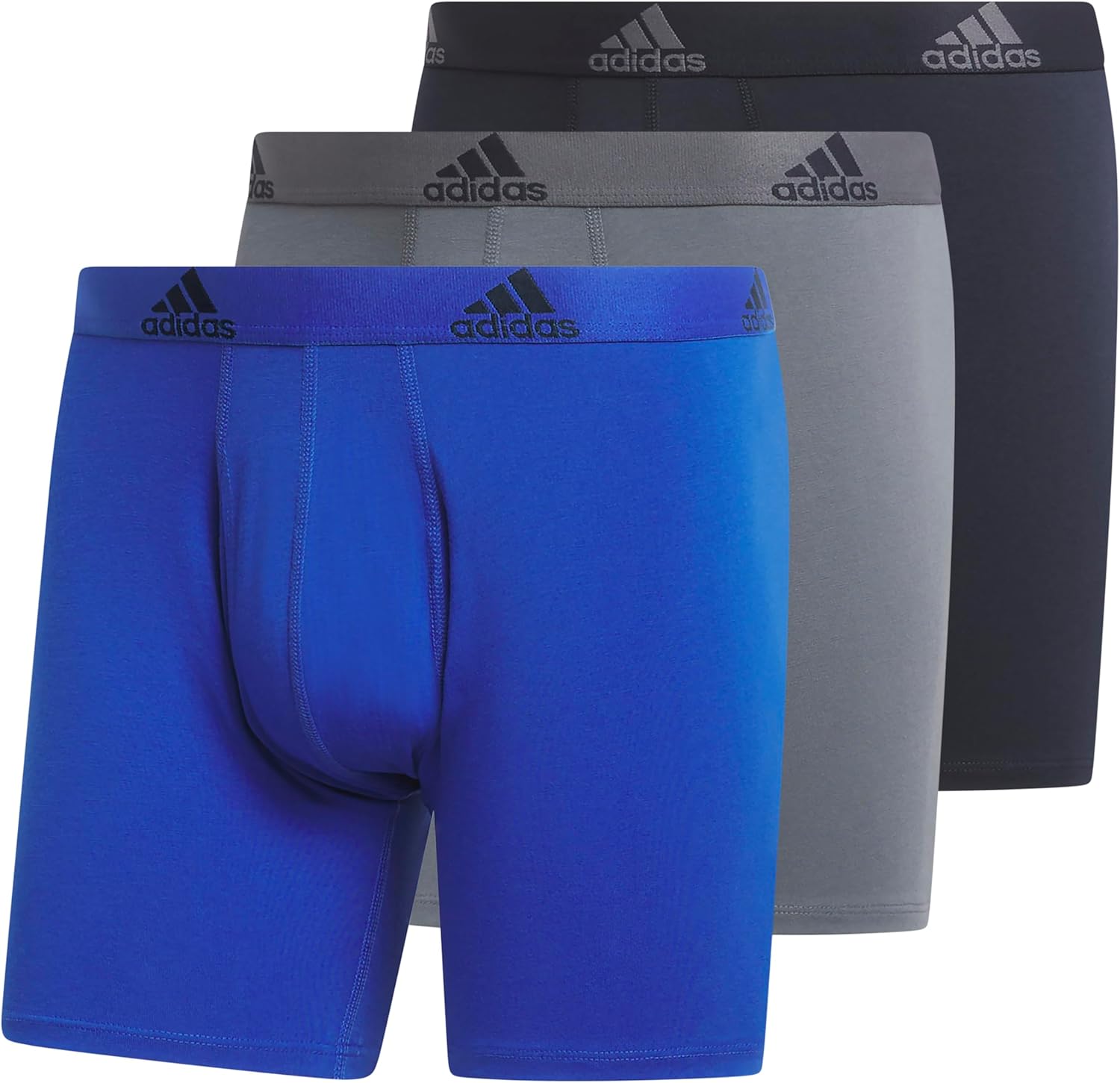adidas Men's Performance Stretch Cotton Boxer Briefs 3-Pack