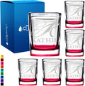 Personalized Square Shot Glasses Set of 6 - Engraved 2oz Red Bottom
