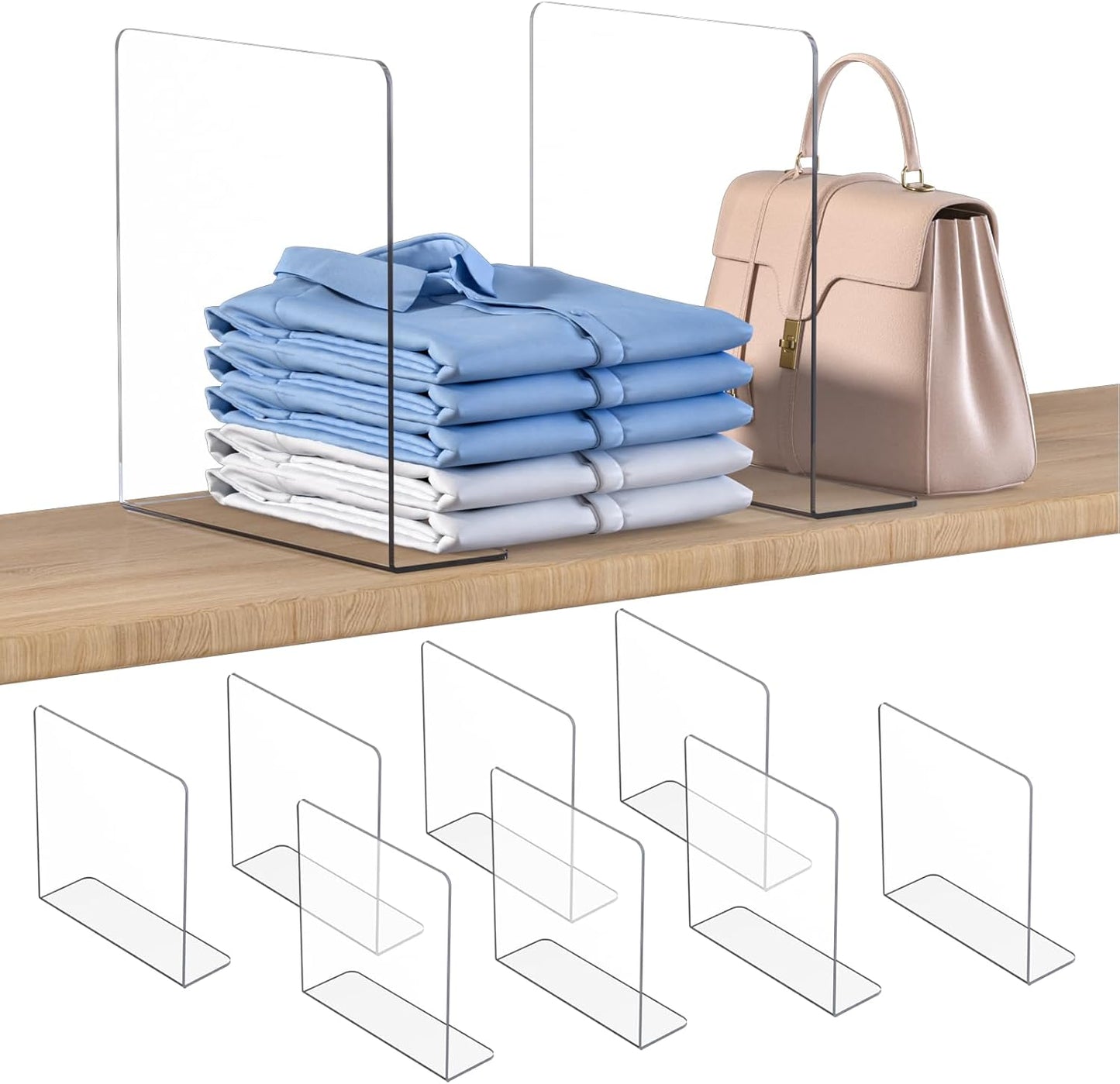 OKPOW Shelf Dividers for Closet Organization - 12in Tall & 11.8in Deep