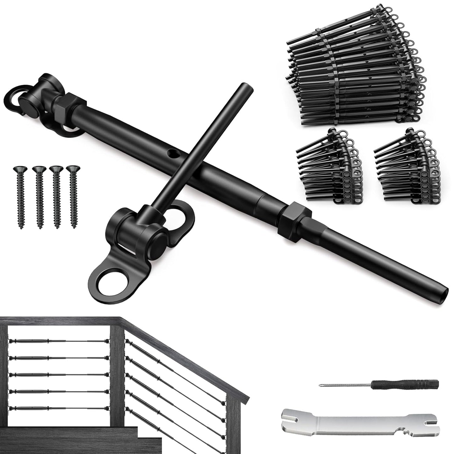 BLIKA 60 Pair Black Cable Railing Kit for Adjustable Angles