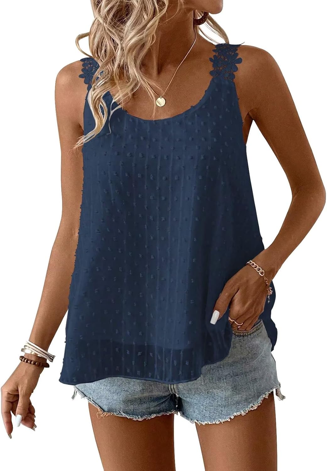 Womens Tank Tops Flowy Sleeveless Summer Boho Casual Style