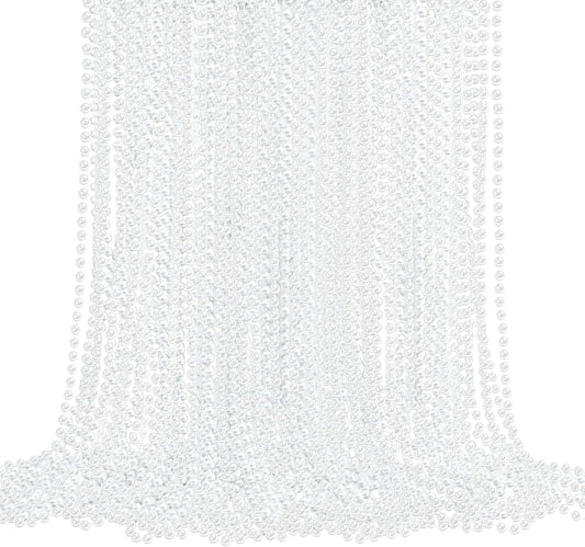 100 Pack Faux Pearl Necklaces for Elegant Party Decorations