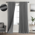 Grey Linen Black Out Curtains 96 in 2 Panels Set - Complete Light
