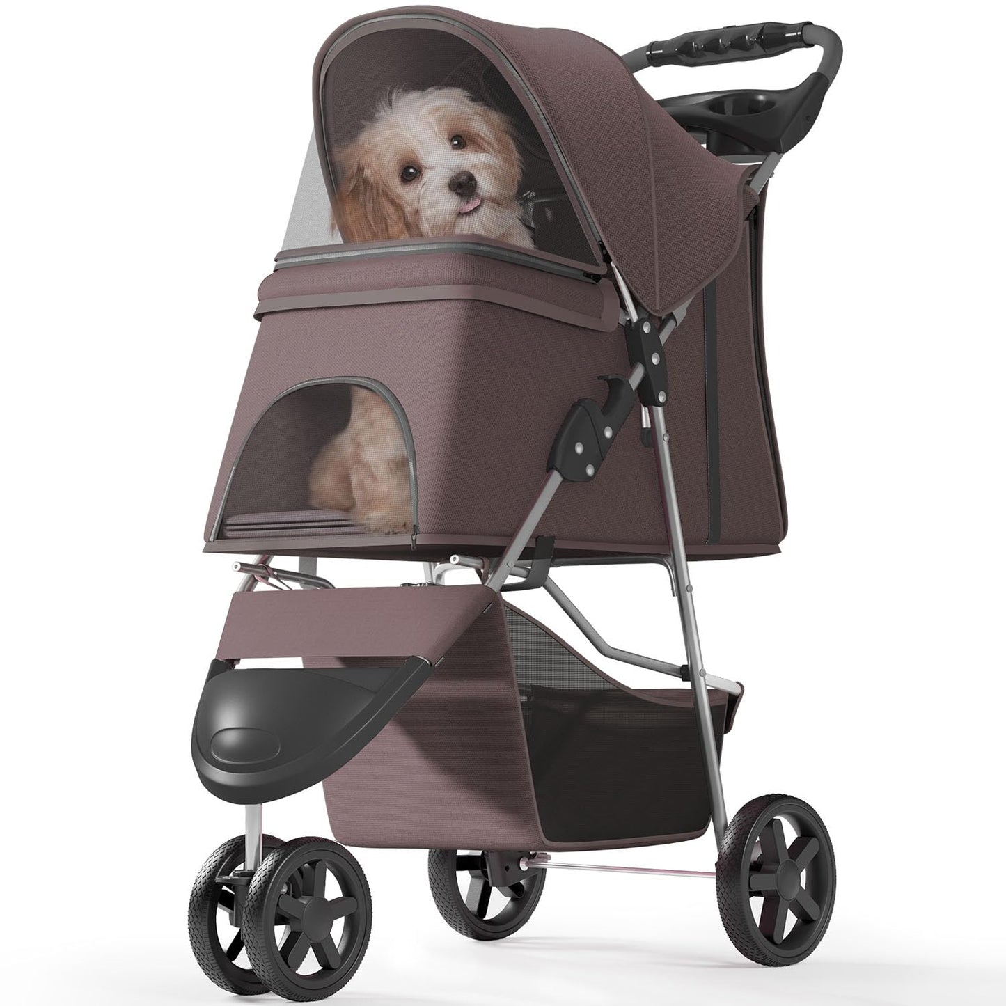Pet Stroller with 3 Wheels for Small and Medium Pets