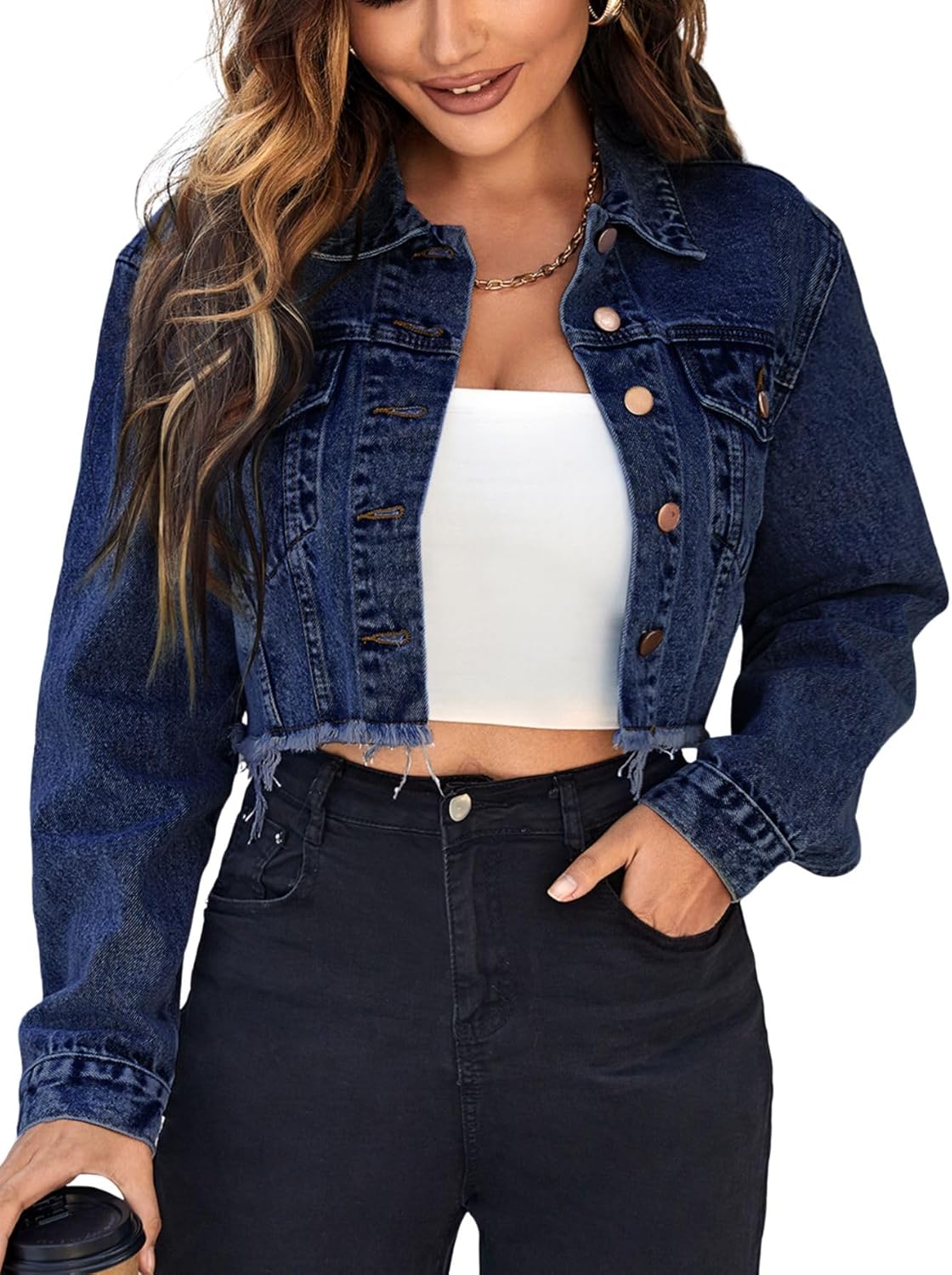 Cropped Denim Jean Jacket for Women - Stylish and Versatile