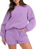 Cozy 2 Piece Outfits for Women - Oversized Sweatshirt & Shorts