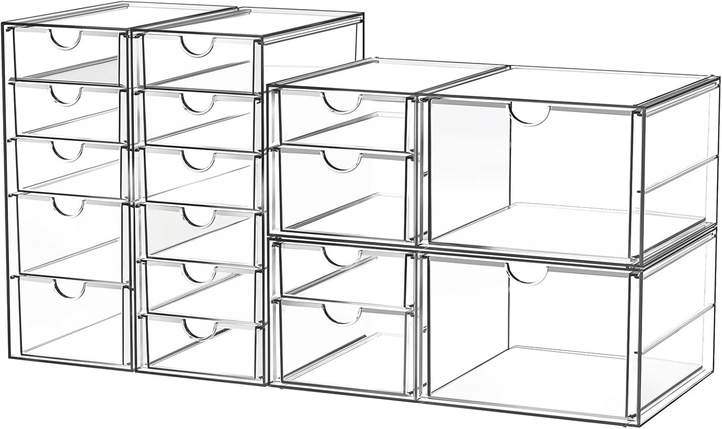 Acrylic Makeup Organizer with 17 Drawers for Beauty Supplies