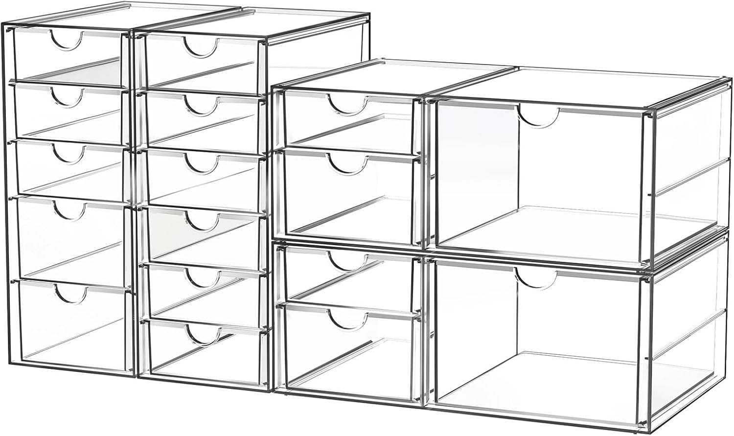 Acrylic Makeup Organizer with 17 Drawers for Beauty Supplies