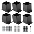 4x4 Post Base Bracket Black Powder Coated Steel - Durable Deck Anchor