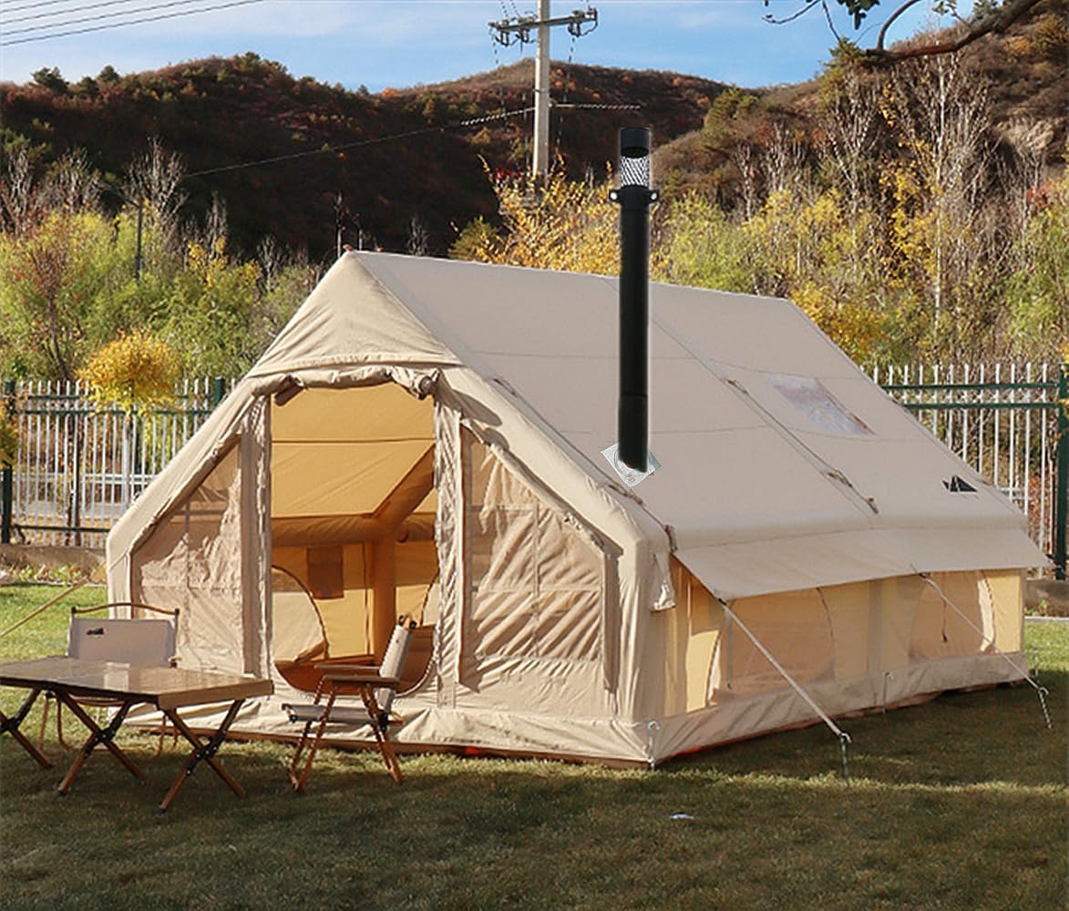 UNISTRENGH Inflatable Camping Tent | Easy Setup & Waterproof | Stove Jack Hole