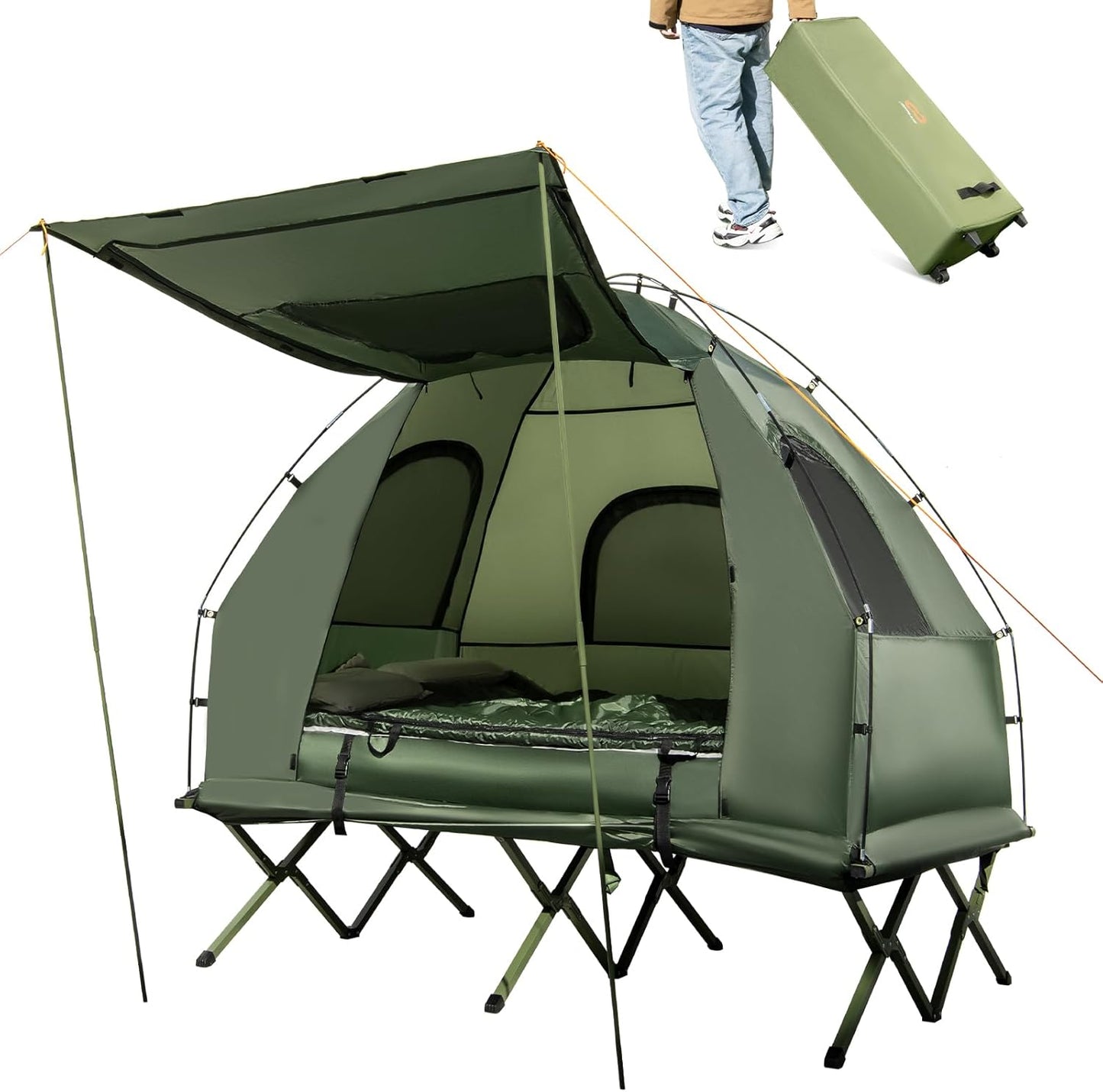 Portable 5-in-1 Camping Cot Set for Two