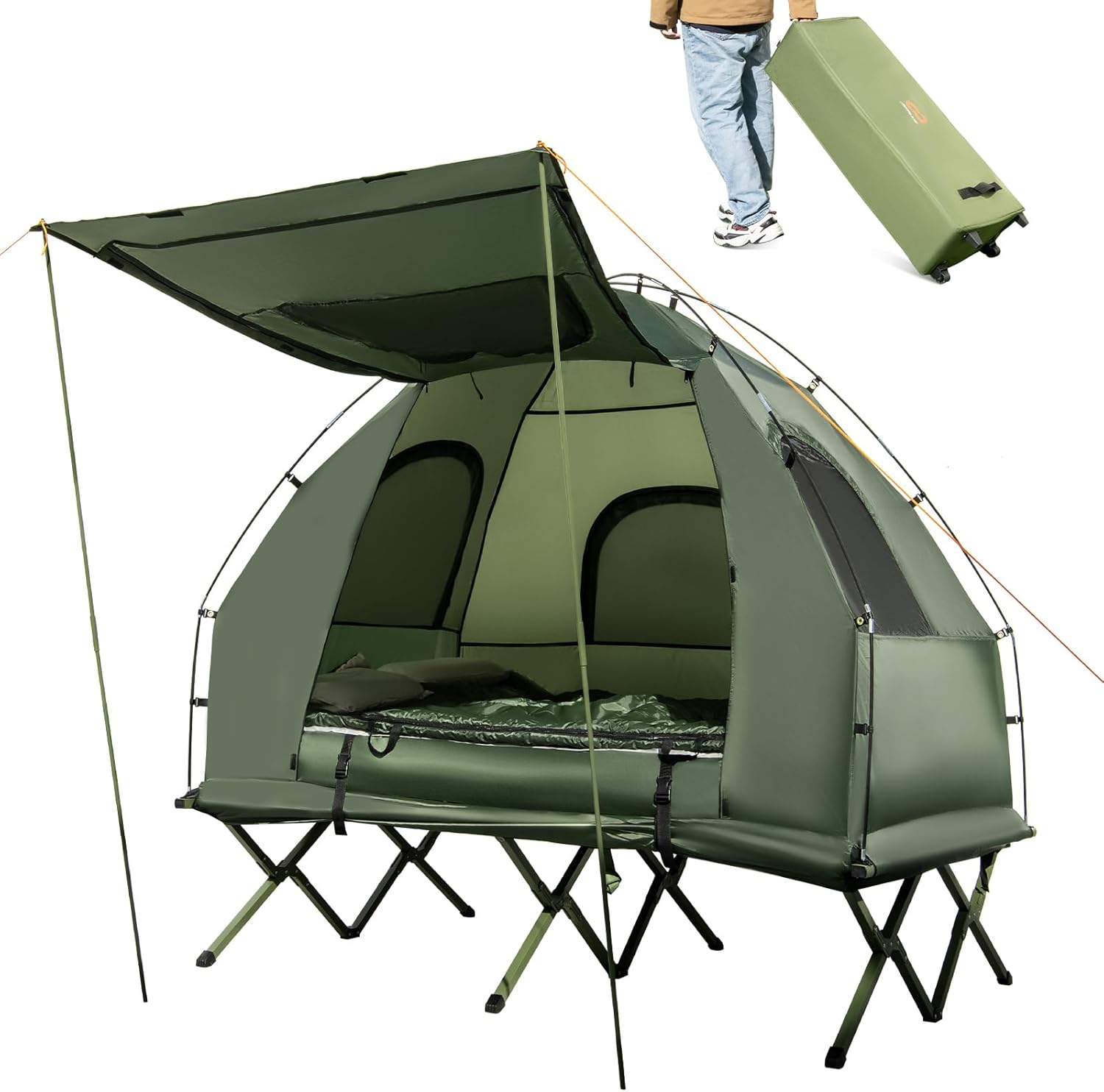 Portable 5-in-1 Camping Cot Set for Two