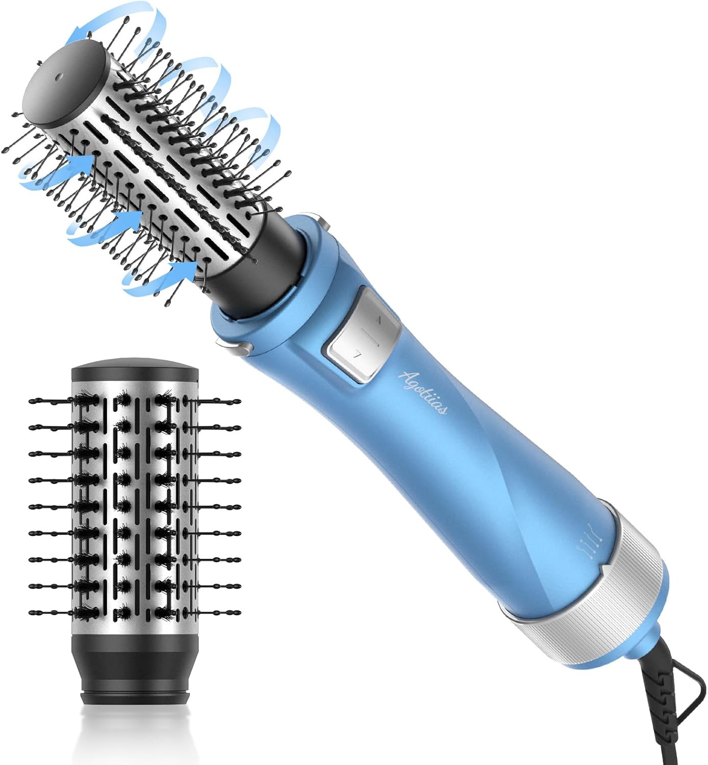 Rotating Hair Dryer Brush with Detachable Brushes for Easy Styling