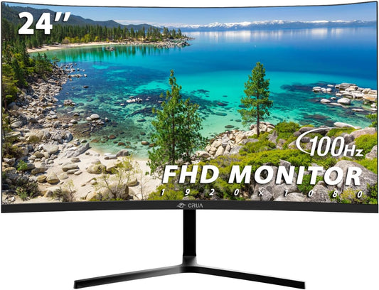 CRUA 24 Curved Monitor - FHD 100HZ, 99% sRGB - Blue Light Filter - Sleek Design