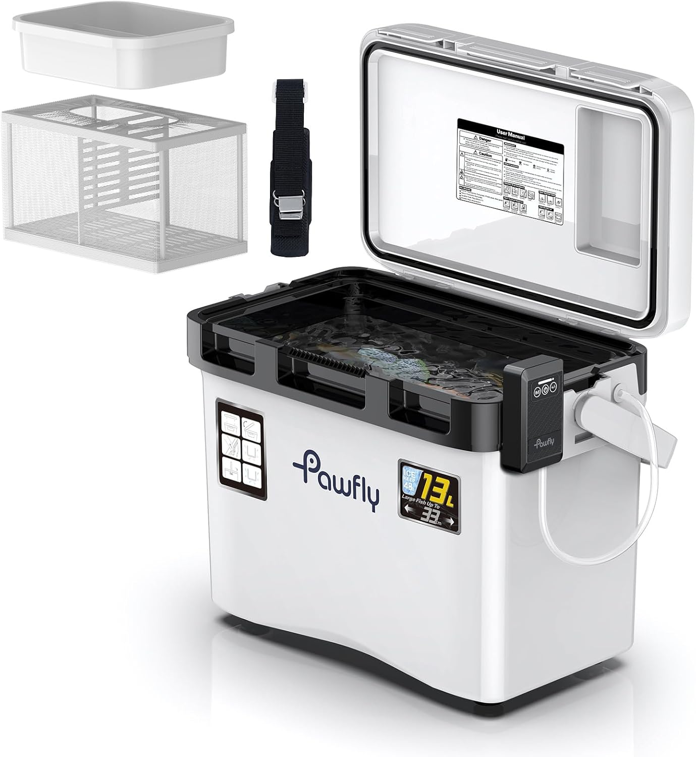 Pawfly Live Bait Cooler: 13-19 QT Leak-Proof Fishing Cooler
