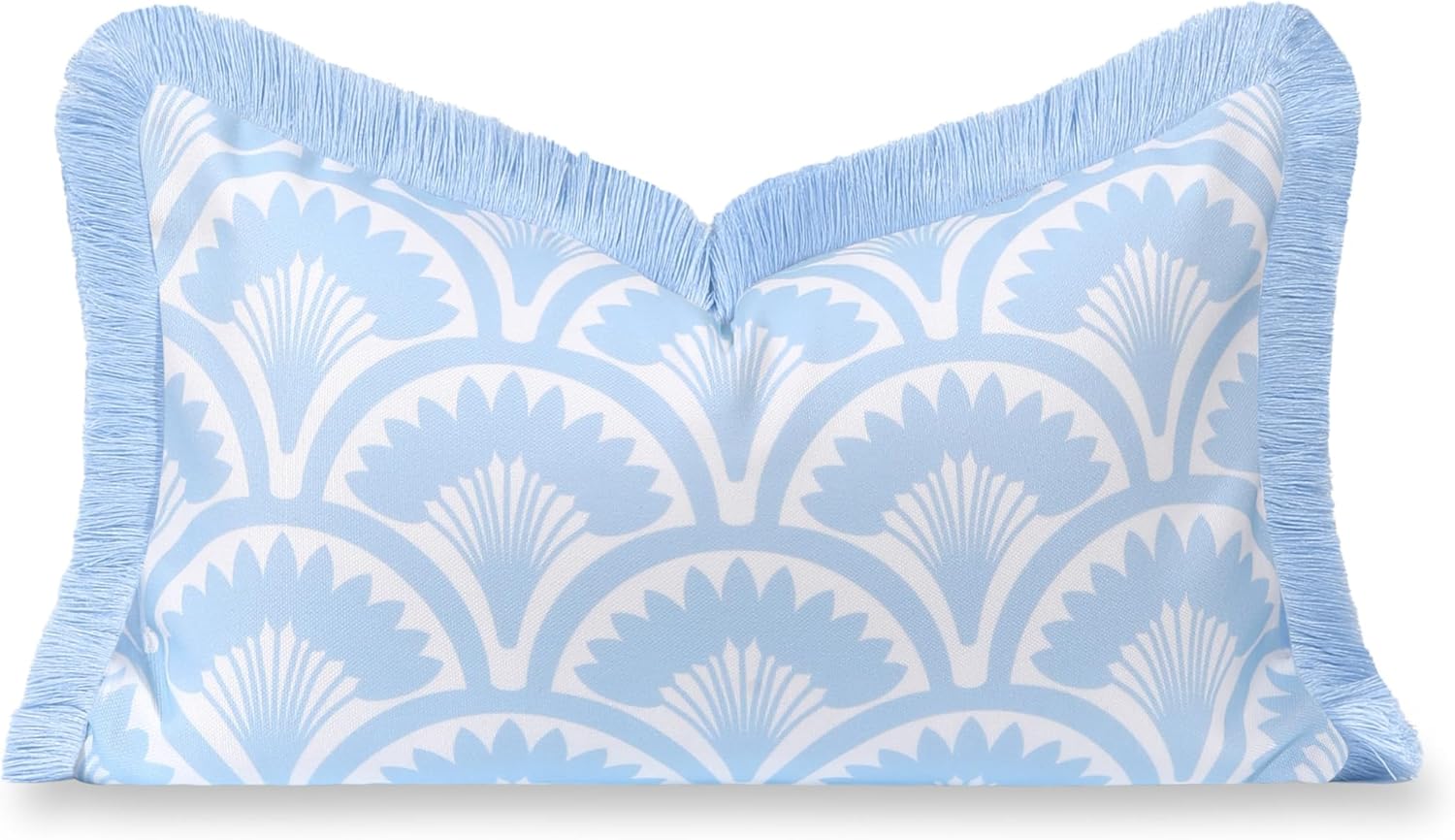 Coastal Grandmillennial Lumbar Pillow Cover for Indoor Outdoor Use