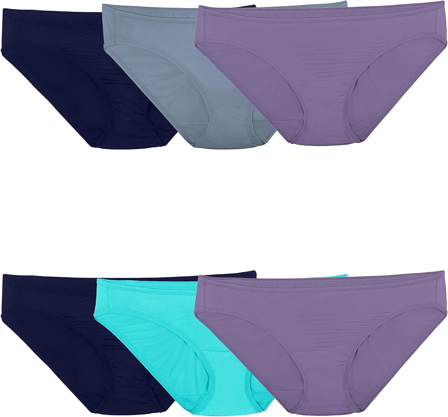 Fruit of the Loom Women's Microfiber Bikini Panties - Assorted Pack of 6 - Comfort All Day