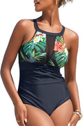 One Piece Mesh V Neck Monokini Swimsuit - Tummy Control Fit