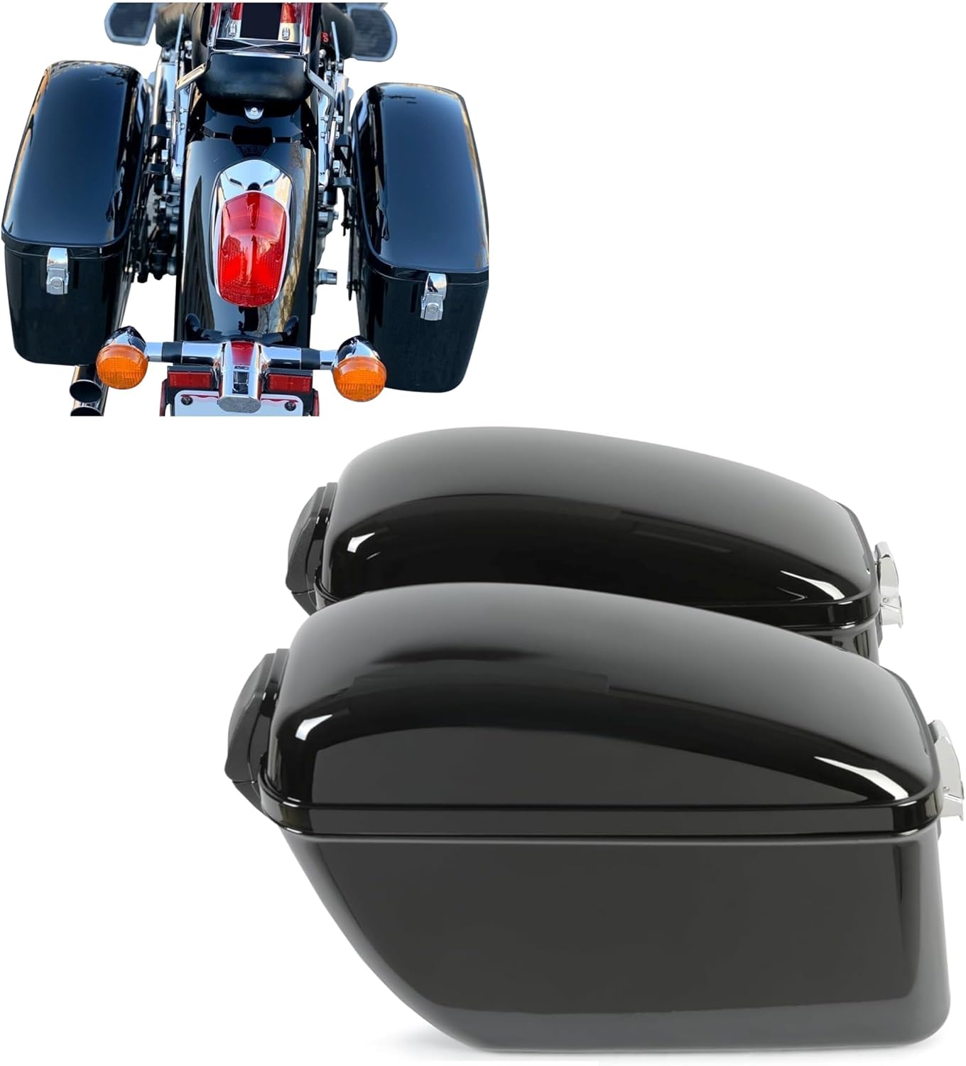 ECOTRIC Large 60L Motorcycle Hard Saddle Bags for Cruisers
