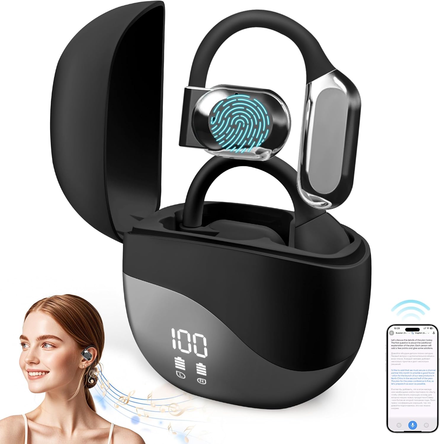 M62 Language Translation Earbuds for Real-Time Communication