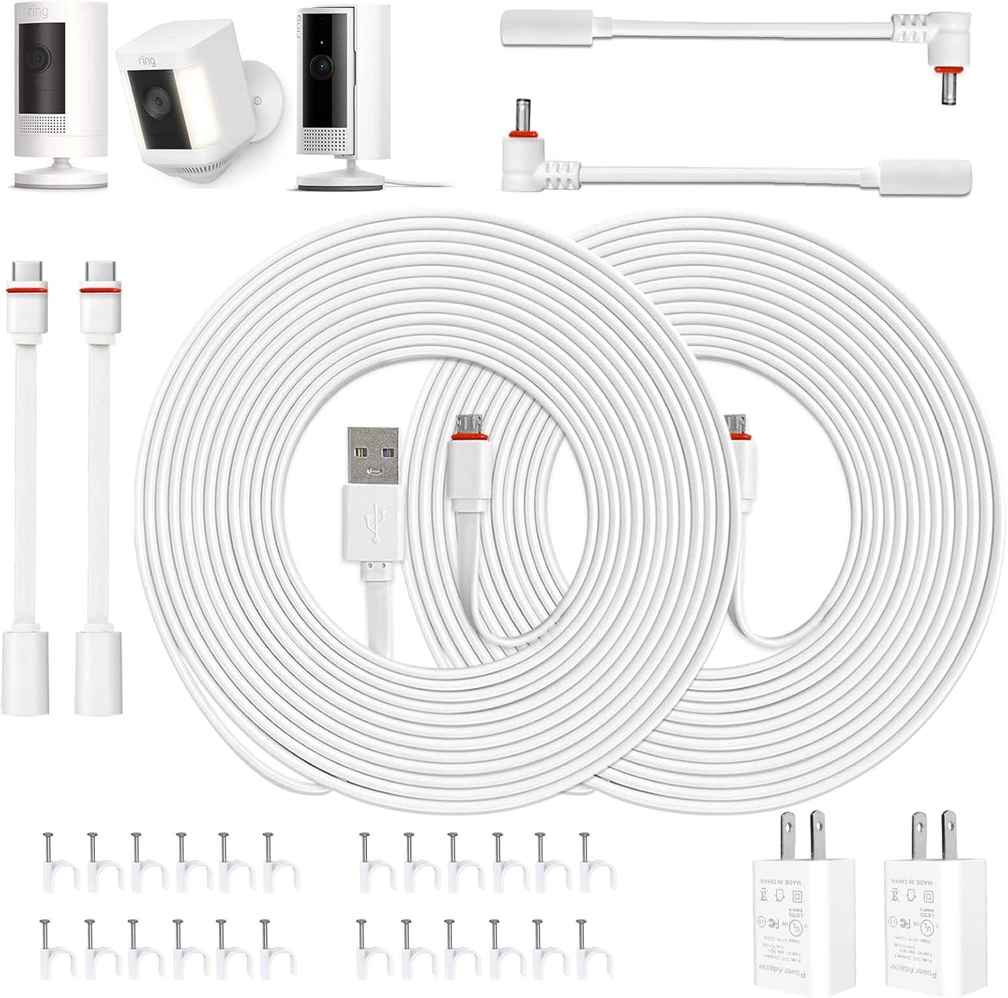 26FT Power Cord with Adapter for Ring Spotlight Cam Plus/Pro
