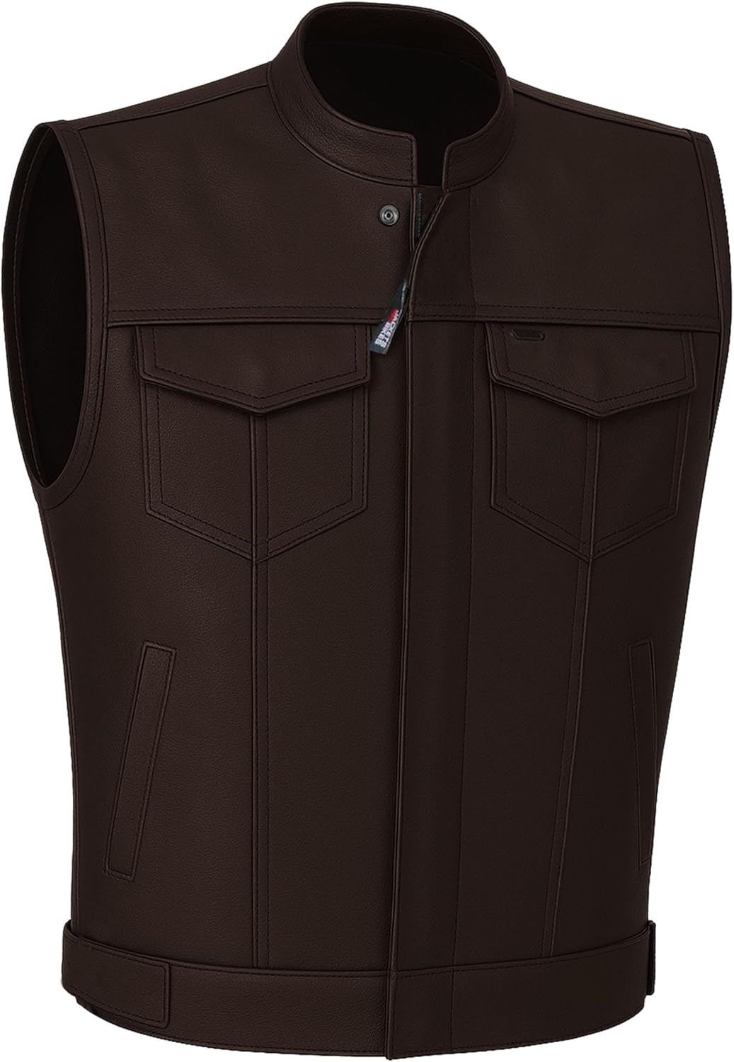 Premium Buffalo Leather Motorcycle Vest for Men with Armor