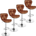 Yaheetech Bar Stools Set of 4 Adjustable PU Leather Swivel Stools