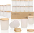 Frosted 7 OZ Glass Candle Jars with Bamboo Lids - 20 Pack