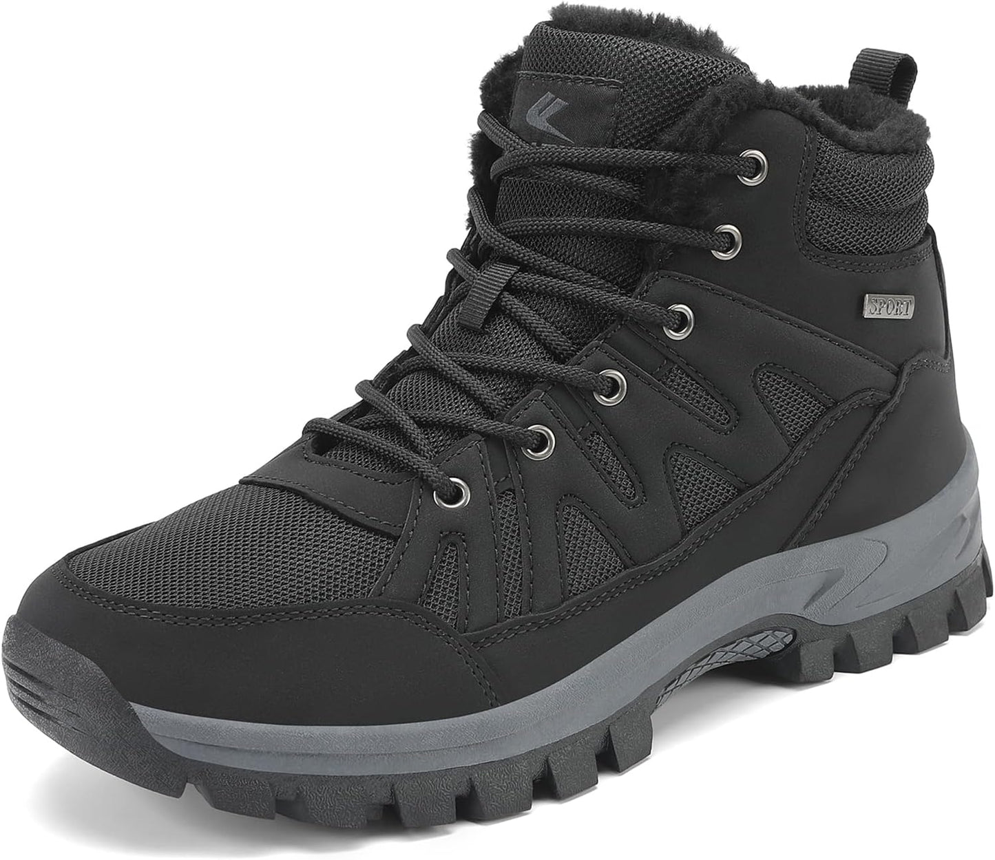 FLARUT Mens Snow Boots Insulated Fur Liner for Winter Hiking