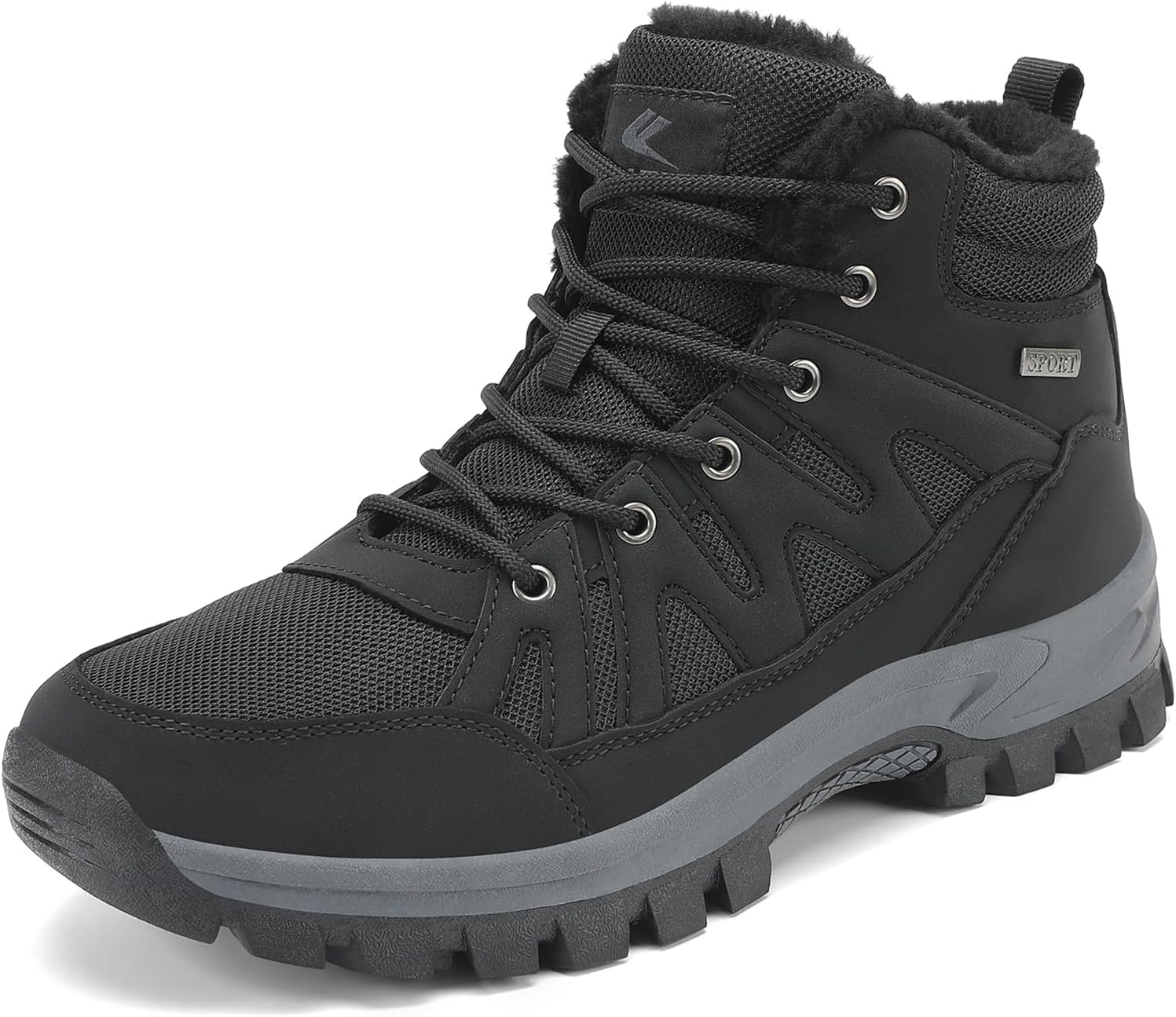 FLARUT Mens Snow Boots Insulated Fur Liner for Winter Hiking