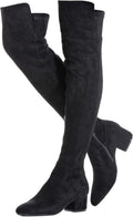 Over The Knee Boots Suede Thigh High Low Block Heel - Comfortable Fit