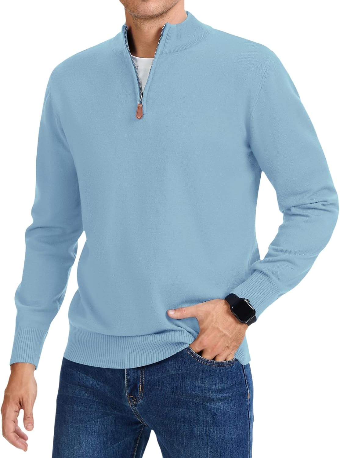 iWoo Men's Quarter Zip Sweaters for Business Casual Style