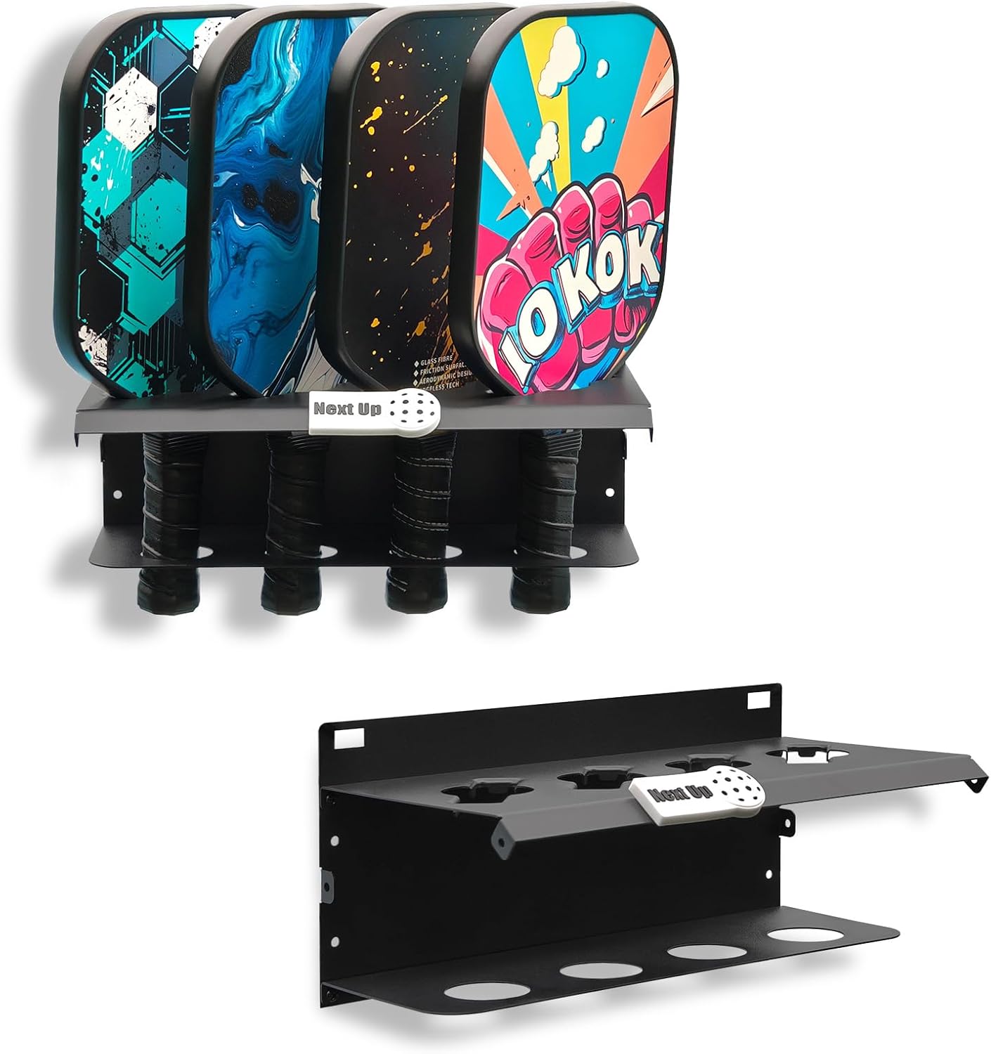 Pickleball Paddle Rack for 4/8/12 Paddles, Steel Holder