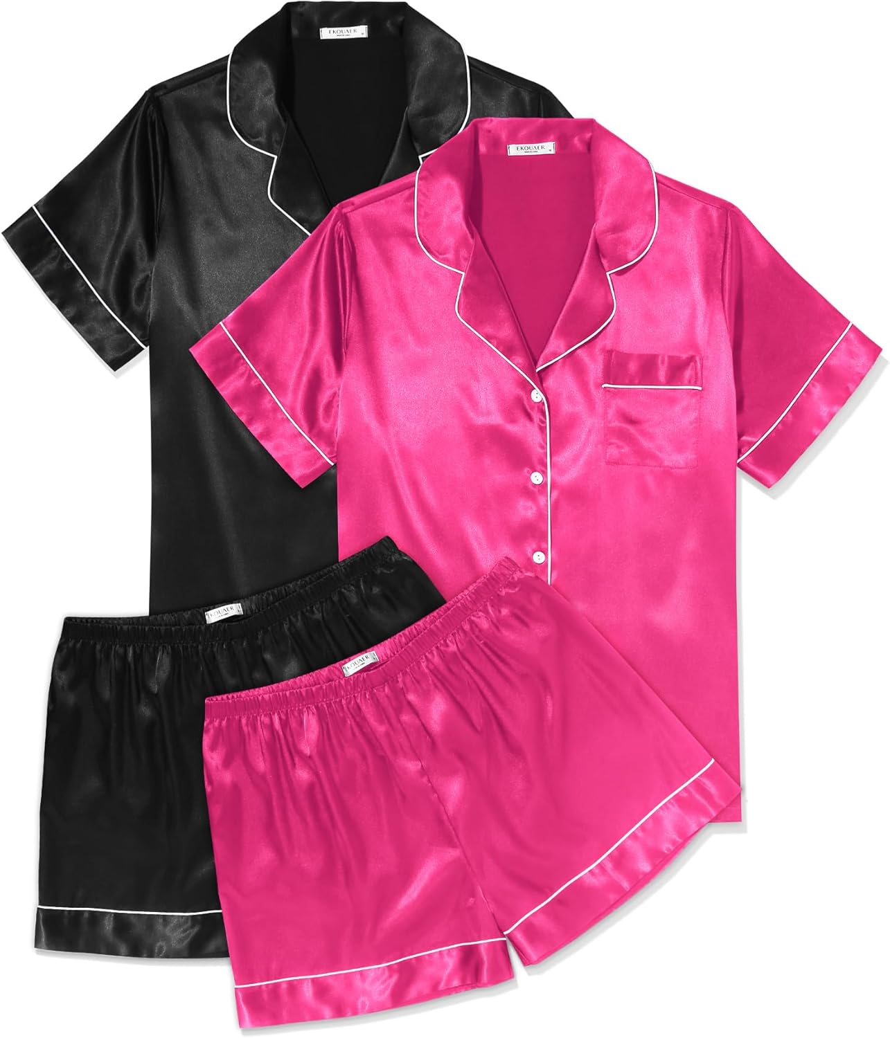 Ekouaer Silk Satin Pajama Sets for Women - Cozy Summer Sleepwear